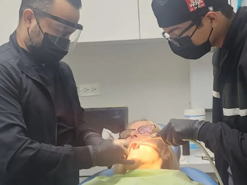 Dental sterilization area with autoclave and instrument processing