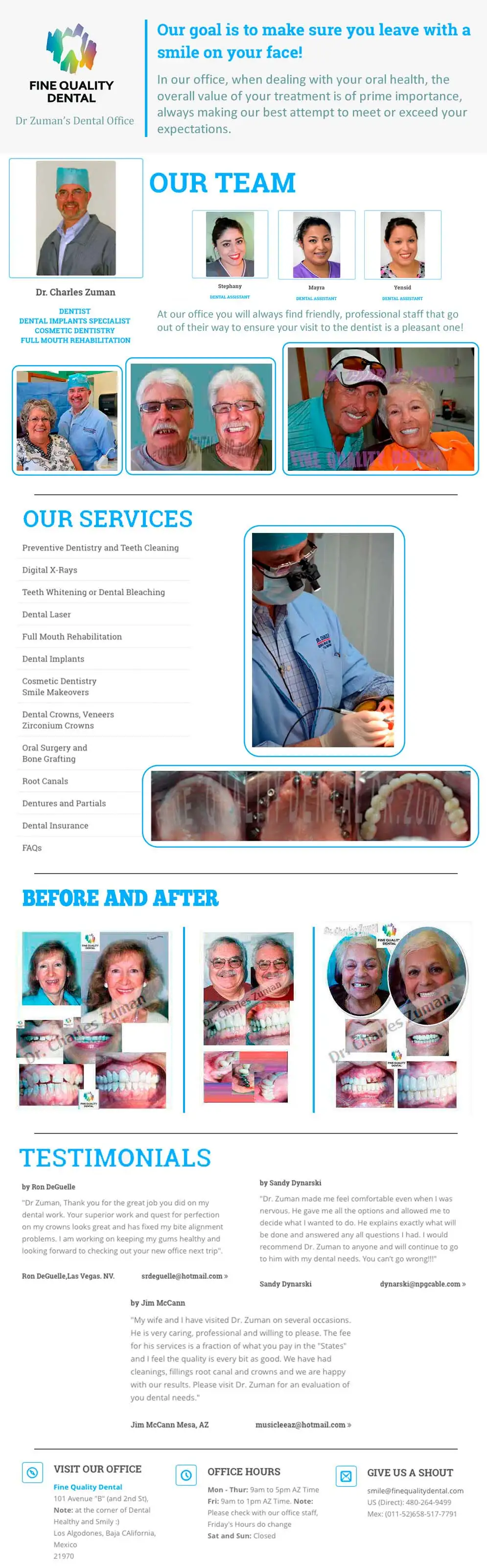 FINE QUALITY DENTAL DR. CHARLES ZUMAN - Dentists in Los Algodones