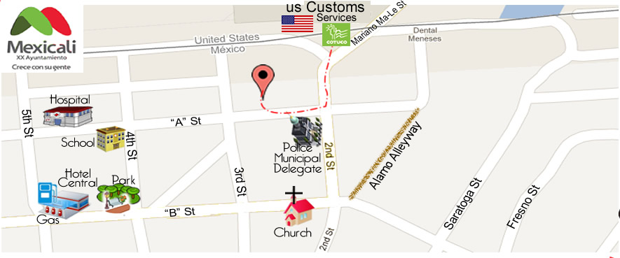 map Baja Dental Care in Algodones 