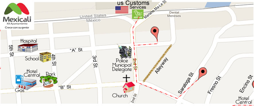 map Rubio Dental Group in Algodones 