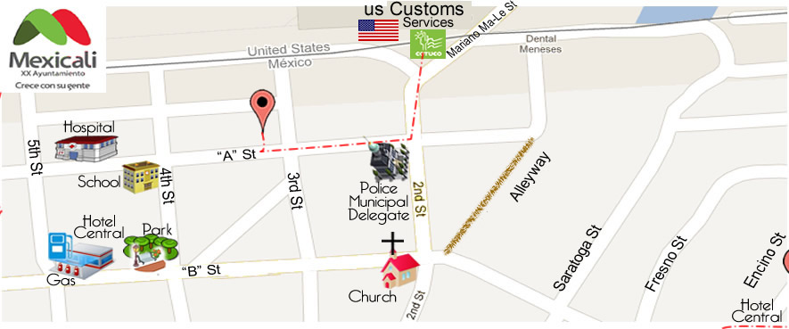 map CIRO DENTAL<br>  DDS Marcela G. Ibarra / DDS Dimas Rodríguez O. Endodontics in Algodones 
