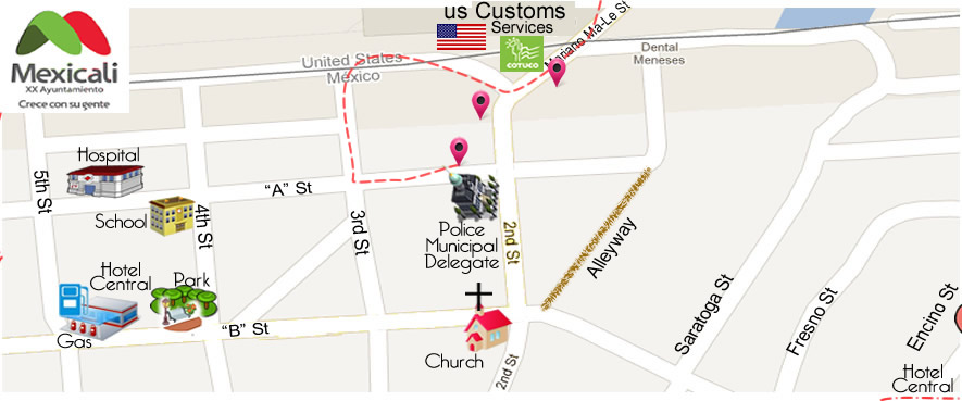 map Mendoza Optical   in Algodones 